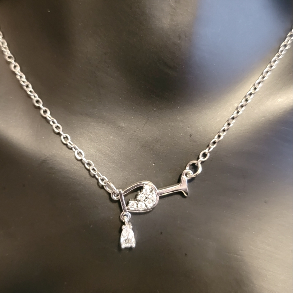 2/$20 Rhinestone Wine Glass Necklace
